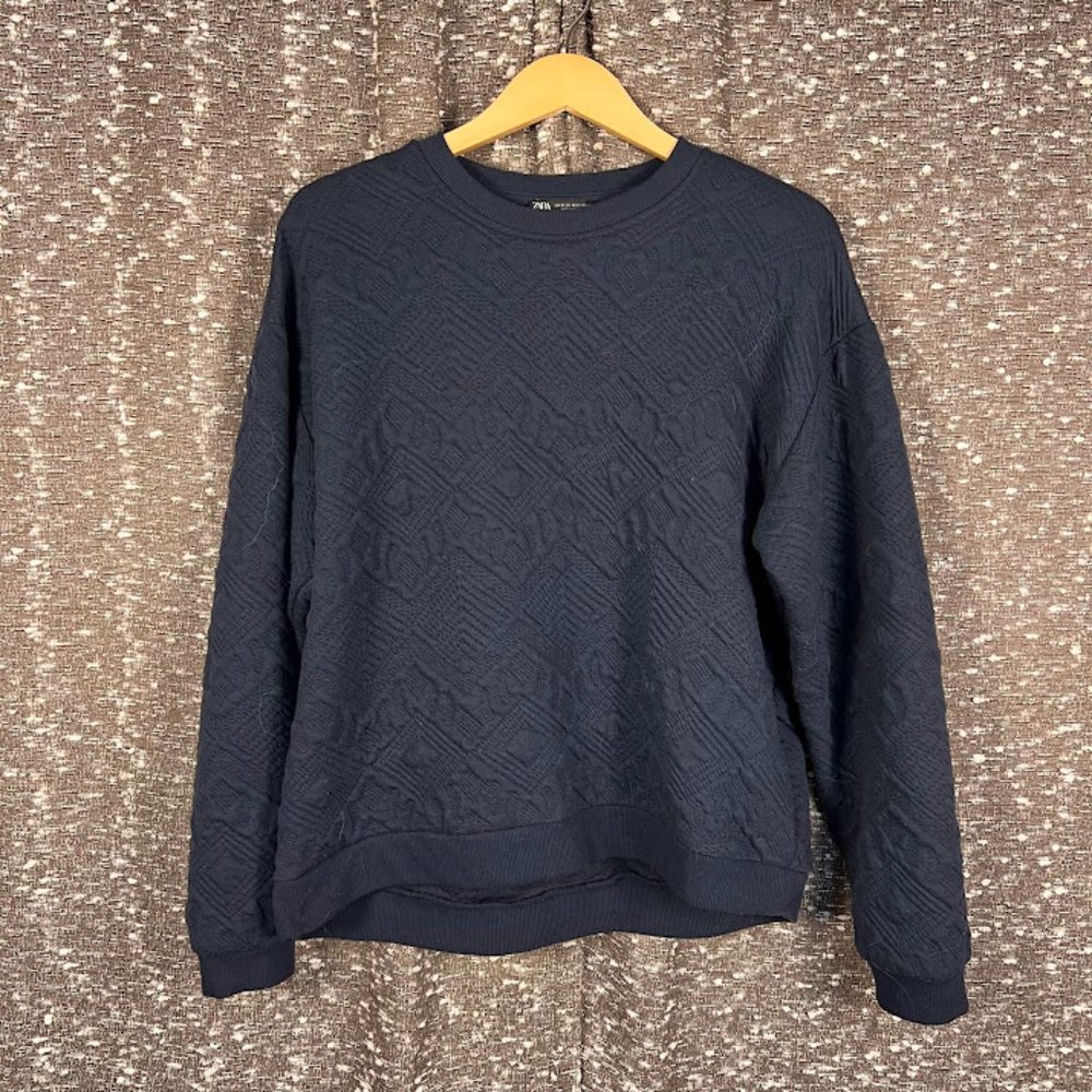 Zara Textured Men's‎ Blue Sweater